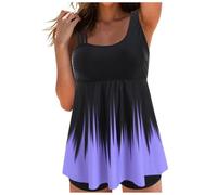 Tankini Maillot De Bain 2 PièCes Femme Imprimé Maillot De Bain Swimwear Réglable Maillot Beachwear Classique Confortable 2 Pieces Swimsuit Bretelles Réglable Décontracté Swimsuit avec (Purple, M)