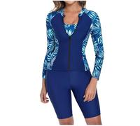 Tankini Maillot De Bain Femme 2 Pieces Imprimé Rembourré Maillot avec Short De GarçOn Ensemble Deux PièCes Manches Courtes Tops Taille Haute Swimwear Beachwear pour Mer Natation Surfing