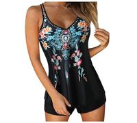 Tankini Maillot De Bain Femme 2 Pieces, Tankinis Femmes Sexy Chic Push Up élégant Eté Col V Shorty Shorts Ensembles Haut De Bain Bikini Gainant Ventre Plat Séchage Rapide Gilet Débardeur Rembourré