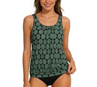 Tankini pour femme - Multicolore - Ensemble push-up avec haut et short de bain - Maillot de bain 2 pièces - Maillot de bain imprimé avec slip - Taille haute, A02 vert armée, XXXXL