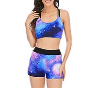 Tankini Shorty 2 Pieces Sexy Tankinis Maillots De Bain Taille Haute Tankini Short Vintaeg Floral Swimsuit Maillots Deux Pièces Bikini Ensembles Deux Pièces Pas Cher Swimwear De Plage (Bleu-b, S)