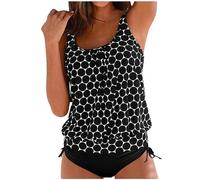 Tankinis Maillots de bain pour femme - Grande taille - Tankini amincissant - Avec bonnets de plus de 50 - Maillot de bain avec couverture complète - Bas gainant, 14-noir., 5XL