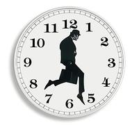 TANKRIN Ministry of Silly Walks Clock, Une Horloge Murale intéressante pour décoration de Salon, Chambre à Coucher, Cuisine, Cadeau Fantaisie pour décoration d'intérieur (Blanc-2)