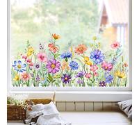 Tanlaby Autocollants de Fenêtre Fleurs Printemps été Rose Hortensia Papillon Statique Stickers Double Face Fleur de Jardin Anti-Collision Fenetre pour Chambre Salon Cuisine Magasin Vitrine