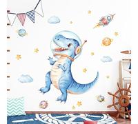 Tanlaby Dinosaures Grand Stickers Muraux Espace Bleu Dinosaure Autocollant Mural Aquarelle Animaux Décoration Murale pour Chambre Enfants Bébé Pépinière Salon