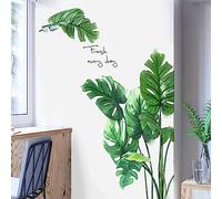 Tanlaby Stickers Muraux Feuilles de Palmier Vertes Autocollants Muraux Mural Stickers Plantes Tropicales Oiseaux pour Salon Chambre Bureau