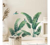 Tanlaby Stickers Muraux Plante Tropical Autocollants Muraux Feuille de Palmier Vert Sticker Mural Plantes de la nature pour Salons Chambres Bureaux Canapé Fond Décoration Murale