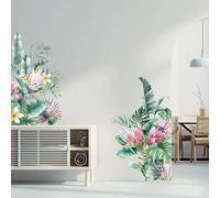 Tanlaby Stickers Muraux Plantes Vertes Autocollants Muraux Tropicaux Plante Feuille Palmier Sticker Mural Fleurs Plantes pour Salons Chambres Bureaux Canapé Fond Décoration Murale