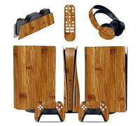 TANMiiPlus Bois pour PS5 Sticker Sticker Sticker Disc Edition Standard pour PS 5 Console Controller pour PS5 Autocollant Peau