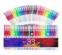 TANMIT Lot de 33 stylos à encre gel à paillettes fluo avec 40 % d'encre en plus pour livres de coloriage pour adultes, dessin, journal, gribouillage