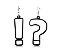 Tanmo 3D Mode Femmes Boucles d'oreilles créatif Point d'interrogation Exclamation Goutte Pendentif Tendance Sauvage asymétrique Boucle d'oreille Bijoux Cadeau
