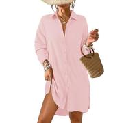 Tanmolo Robe de plage pour femme - Bikini Cover Up - Chemisier d'été - Chemise de plage - Col en V - Poncho de plage - Maillot de bain, Rose clair - S89, XL