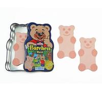 TANNER Petit Marchand déco - Reinert Ourson Saucisse boîte (Dimensions : 8 x 4,5 x 0,4 cm, matériau : métal + Bois certifié FSC) 0617.9, Bleu
