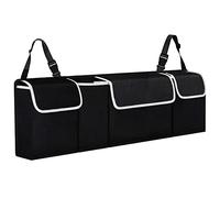 TANNESS Organiseur de siège de coffre de voiture avec sangles réglables - Accessoires de rangement - Protections de dossier de siège, rangement intérieur de voyage moyen et grand, filet pliable pour