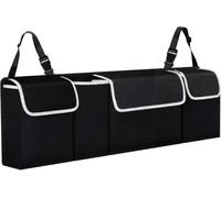 TANNESS Organiseur de siège de coffre de voiture avec sangles réglables - Accessoires de rangement - Protections de dossier de siège, rangement intérieur de voyage moyen et grand, filet pliable pour