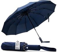 TANNESS Parapluie coupe-vent - 10 baleines imperméable et compact avec fonction d'ouverture et fermeture automatique et poignée ergonomique - Mini parapluie pliable - Parapluie solide pour le vent et