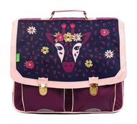 Tann's - Cartable 41cm 2 Boucles Inaya Rose - Broderie Fleurie Girafe - Cartable Scolaire Fille 2 Soufflets - CE2 CM1 CM2