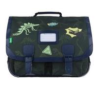 Tann's - Cartable 41cm Les Fantaisies Timothée Kaki - Broderies Dinosaures - Cartable Scolaire garçon 2 Soufflets - CE2 CM1 CM2