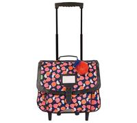 Tann's - Cartable à roulettes 38cm Sofia Rose - Imprimé Fruits et Pompon Pomme - Cartable Trolley Fille 2 Soufflets - CP CE1 CE2