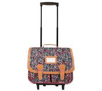 Tann's - Cartable à roulettes 41cm Alba Marine - Imprimé Fleuri et Licornes - Cartable Trolley Fille 2 Soufflets - CE2 CM1 CM2
