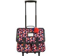 Tann's - Cartable à roulettes 41cm Sofia Rose - Imprimé Fruits et Pompon Pomme - Cartable Trolley Fille 2 Soufflets - CE2 CM1 CM2