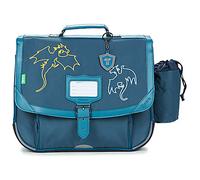 Tann's Cartable scolaire Merlin - 38 cm - 2 compartiments - Poche pour gourde - Bleu