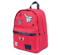 Tann's - Sac à Dos L Antoine Rouge - Patchs et Broderies Avion et écussons de Pilote - Sac à Dos Scolaire garçon 2 Compartiments en Polyester recyclé - CM1 CM2 Collège
