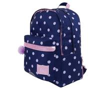 Tann's - Sac à Dos L Romy Marine - Imprimé Pois, ganse Rose pailletée et Pompons en Tulle - Sac à Dos Scolaire Fille 2 Compartiments - CM1 CM2
