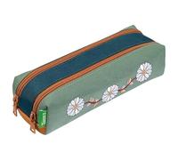Tann's - Trousse Double Agathe Vert - Broderies Fleurs délicates - Fourre-Tout Scolaire Fille 2 Compartiments - Toutes Classes