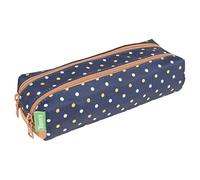 Tann's - Trousse Double Faustine Bleu - Imprimé Pois - Fourre-Tout Scolaire Fille 2 Compartiments - Toutes Classes