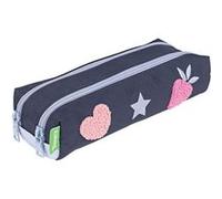 Tann's - Trousse Double Les Fantaisies Juliette Bleu - Patchs brodés - Fourre-Tout Scolaire Fille 2 Compartiments - Toutes Classes