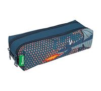 Tann's - Trousse Double Les Fantaisies Lenny Bleu - Broderie Dragon - Fourre-Tout Scolaire garçon 2 Compartiments - Toutes Classes