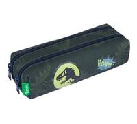 Tann's Trousse double Timothée Kaki – patchs dinosaures phosphorescents, garçon, 2 compartiments
