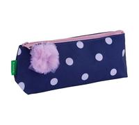 Tann's - Trousse Triangle Romy Marine - Imprimé Pois et Pompon en Tulle - Fourre-Tout Scolaire Fille Simple - Toutes Classes