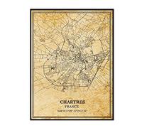 TANOKCRS Affiche vintage Chartres France - Art mural - Carte de la ville - Souvenir de voyage - Décoration d'intérieur - Sans cadre