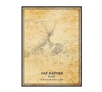 TANOKCRS Cap-Haïtien Haïti Art mural Vintage impression affiche toile carte œuvre voyage Souvenir cadeau décor à la maison sans cadre 9x11 pouces