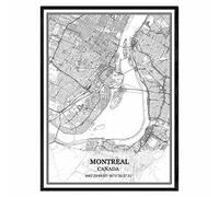 TANOKCRS Montreal Canada Carte Art mural Toile Imprimer Affiche Sans cadre Moderne Noir et blanc Souvenir Cadeau Décoration de maison -20x30 inches