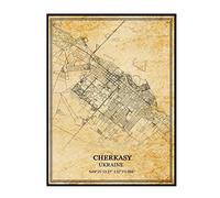 TANOKCRS Tcherkassy Ukraine Art mural Vintage impression affiche toile carte œuvre voyage Souvenir cadeau décor à la maison sans cadre 9x11 pouces