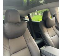TANOLA TESBEAUTY Lot de 2 Coussins pour appuie-tête de siège Tesla - Spécialement conçus pour Tesla Model Y/3 - en Cuir Nappa véritable - Sangle Visible - Noir