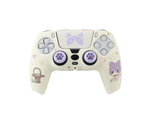 TANOOKI Combo Pack Maneki, Skin Manette PS5, Coque Rigide + Grips + Sticker Touchpad pour DualSense, Chat Cute, Kit Accessoires PlayStation 5