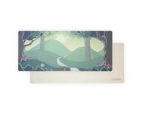 TANOOKI Tapis de bureau XXL réversible, couleur crème/beige et dessin de la forêt Yuki, illustration propre, protecteur de bureau/maison, imperméable (90 x 40 cm)