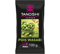 TANOSHI Biscuits Apéritif Pois Wasabi - Crackers Japonais à l'Authentique Saveur Wasabi - Format 100g en Sachet Pratique - Lot de 4
