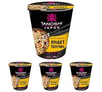 TANOSHI - Cup Nouilles Japonaises Instantanées - Saveur Poulet Teriyaki - Élaborées à Base de Blé - Inspirées des Recettes Traditionnelles - Prêtes en 3 Minutes - 65g (Lot de 4)