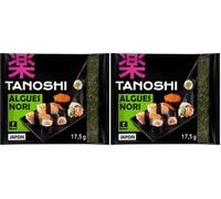 TANOSHI - Feuilles d'Algues Grillées Noires - Nori - Pour Sushis et Maki - Goût Parfumé - Texture Croustillante et Fondante - Qualité Exceptionnelle - 17,5g (Lot de 2)