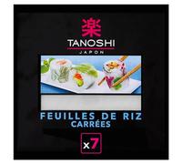 TANOSHI Feuilles de riz carrées pour sushis, rouleaux de printemps, makis - 7 feuilles (70 g)