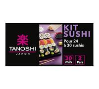 TANOSHI Kit Sushi Complet 289g pour 2 Personnes - Riz, Algues Nori, Wasabi, Sauce Soja, Gingembre, Natte Bambou et Baguettes - Lot de 3