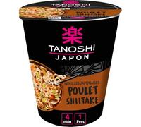 TANOSHI - Nouilles Poulet Shitake | Savoureux mélange de saveurs | Parfait pour vos repas gourmands | Le pot de 65g | LOT DE 4