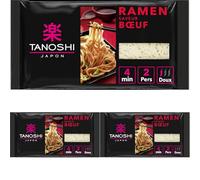 TANOSHI - Ramen Précuites Saveur Bœuf - Nouilles Japonaises Instantanées - Pour 2 Personnes - 360 g (Lot de 3)