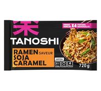 TANOSHI - Ramen Soja Caramel - Nouilles Précuites - Format Familial - 720 g | 8 personnes - Préparation 4 min