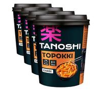 TANOSHI - Topokki Doux Corée - Sauce Sucrée délicate - Bâtonnets de Riz - Cup Pratique prêt en 4 Min - 175g (Lot de 4)